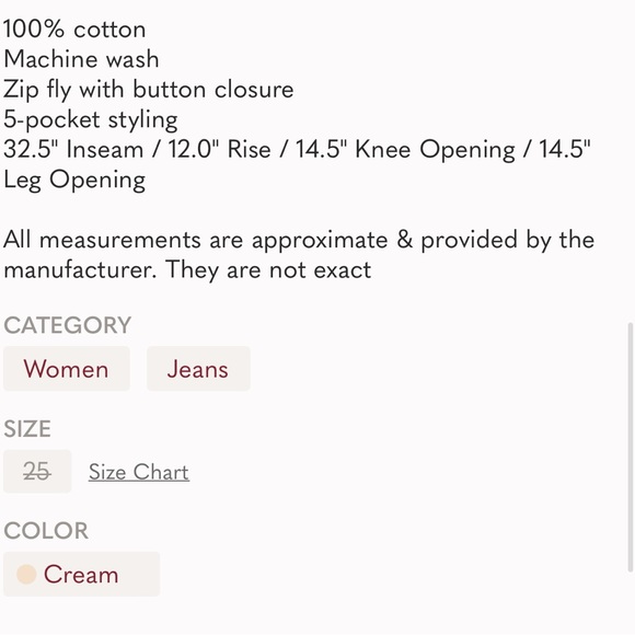 We Wore What cream icon boyfriend jeans size 25 - Picture 5 of 5
